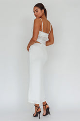 Lorely Ruched Bodice Midi Dress Vanilla